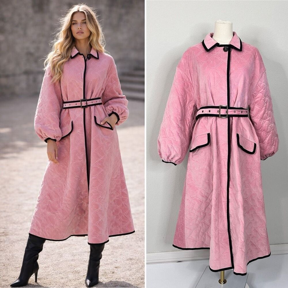 Hunter Bell Hightower Coat Pink Heart Quilted Velvet Factory Sample Sz 4